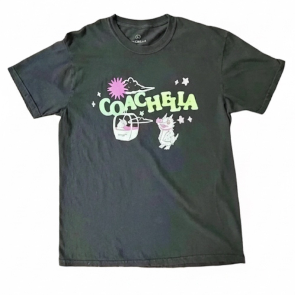 Coachella 2023 Black With Neon Graphics Short Sleeve T- Shirt Men’s Large